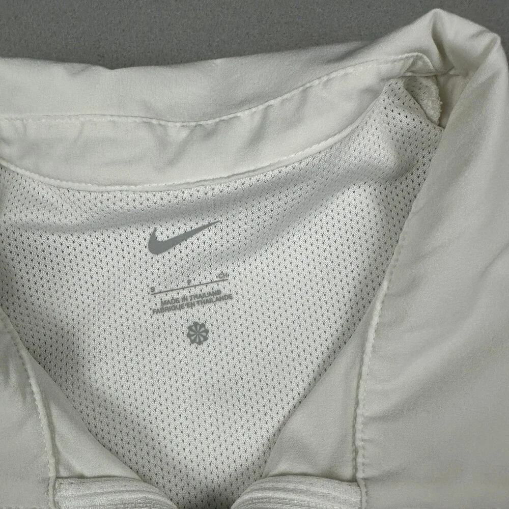 Nike Jacket Men Small White Solid 1/4 Zip Coaches Pullover Pockets Lining S *